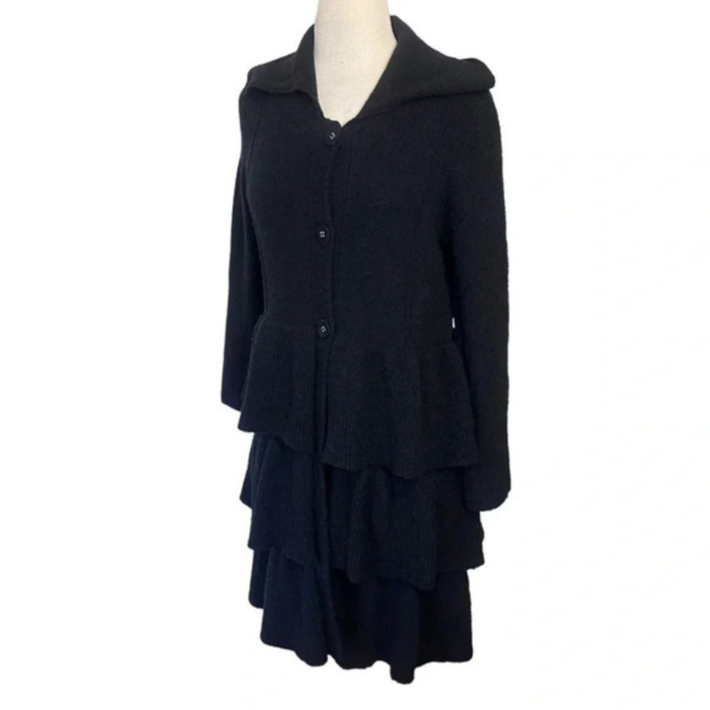 KC Parker 14/16(girls) black dressy long sweater coat‎ with 3 tiered hem